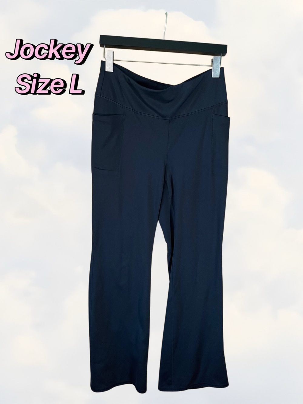 Jockey Black Flare Yoga Pants with Side Pockets Size L